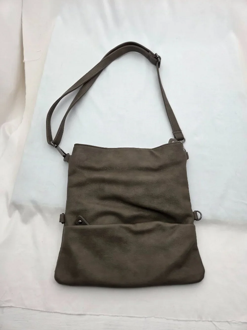 Urban Expressions Taupe-Grey Vegan Leather Studded Crossbody Bag